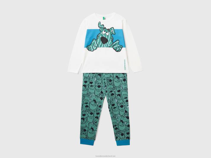 kinderen Benetton warme scooby-doo pyjama romig wit 4R622060