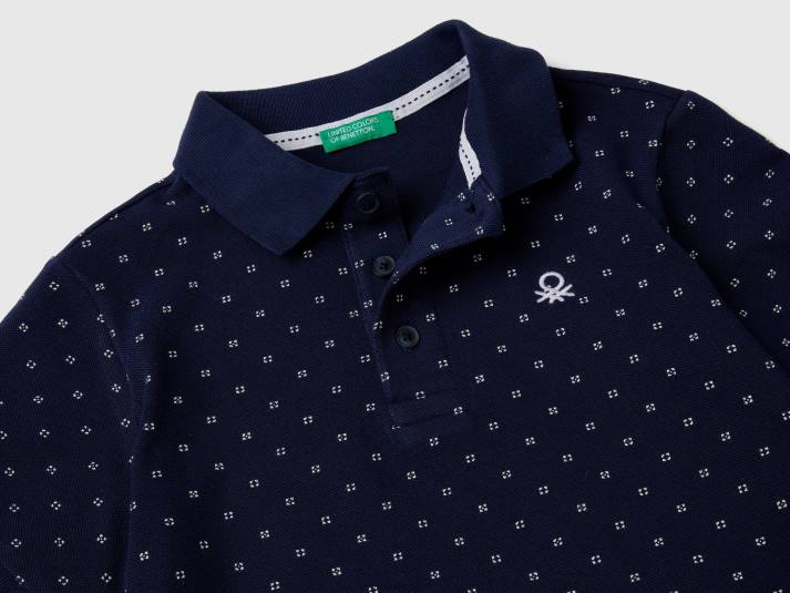 kinderen Benetton Slim-fit polo met micropatroon blauw 4R624912