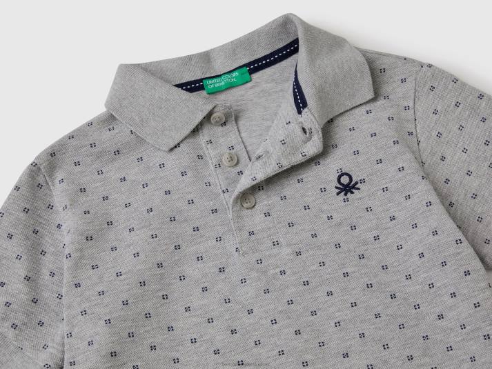 kinderen Benetton Slim-fit polo met micropatroon lichtgrijs 4R624907