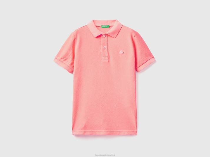 kinderen Benetton neon polo van biologisch katoen Neon roze 4R621891