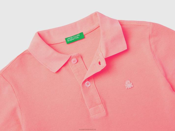 kinderen Benetton neon polo van biologisch katoen Neon roze 4R624899