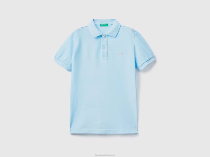 kinderen Benetton neon polo van biologisch katoen neon hemelsblauw 4R621874