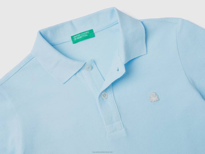 kinderen Benetton neon polo van biologisch katoen neon hemelsblauw 4R621874