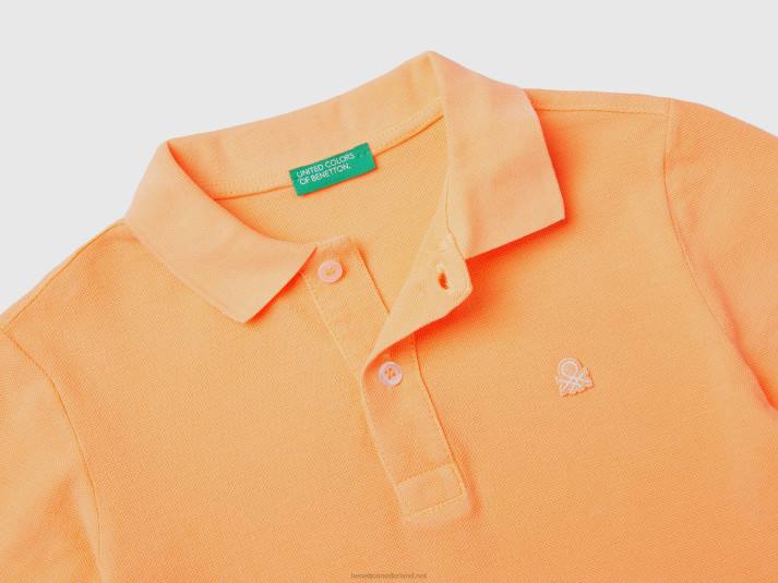 kinderen Benetton neon polo van biologisch katoen neon-oranje 4R624905