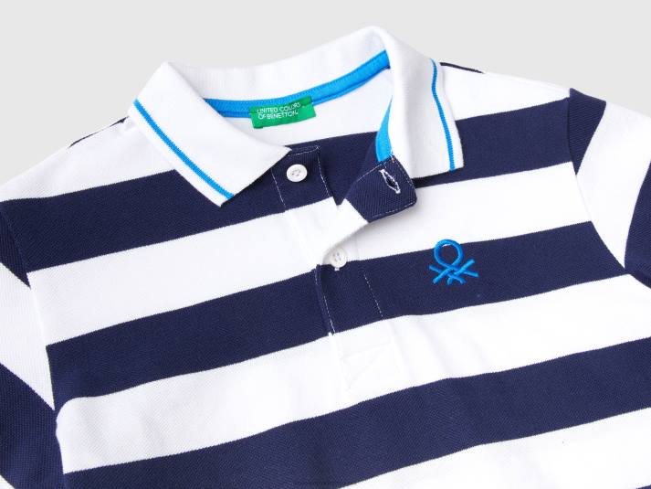 kinderen Benetton polo met korte mouwen en strepen blauw 4R624910