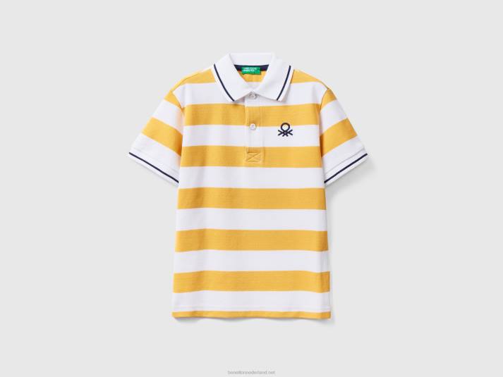 kinderen Benetton polo met korte mouwen en strepen geel 4R624911