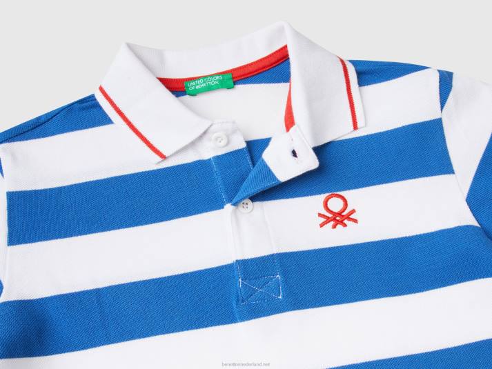 kinderen Benetton polo met korte mouwen en strepen luchtmacht blauw 4R621887