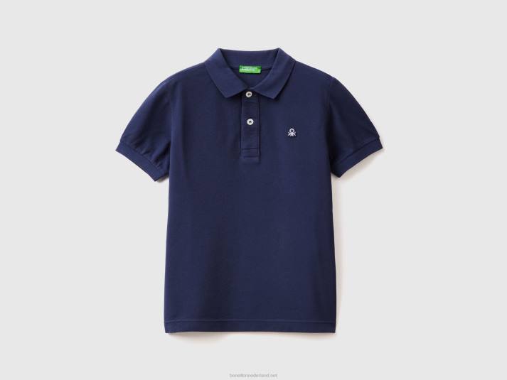 kinderen Benetton slim fit polo van 100% biologisch katoen donkerblauw 4R624892