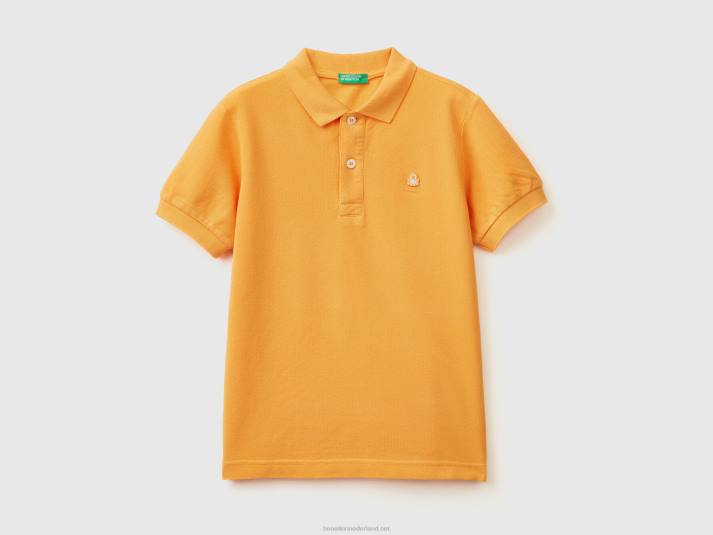 kinderen Benetton slim fit polo van 100% biologisch katoen geel 4R621886