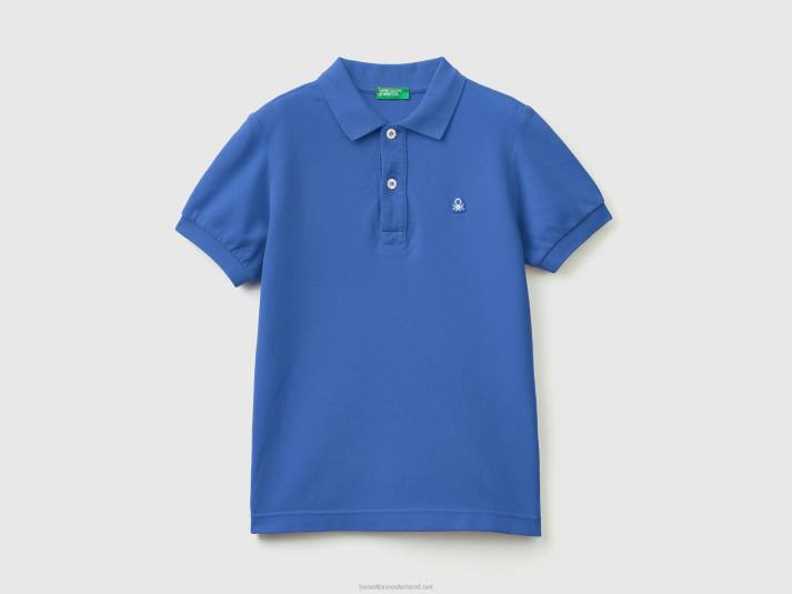 kinderen Benetton slim fit polo van 100% biologisch katoen helderblauw 4R624902