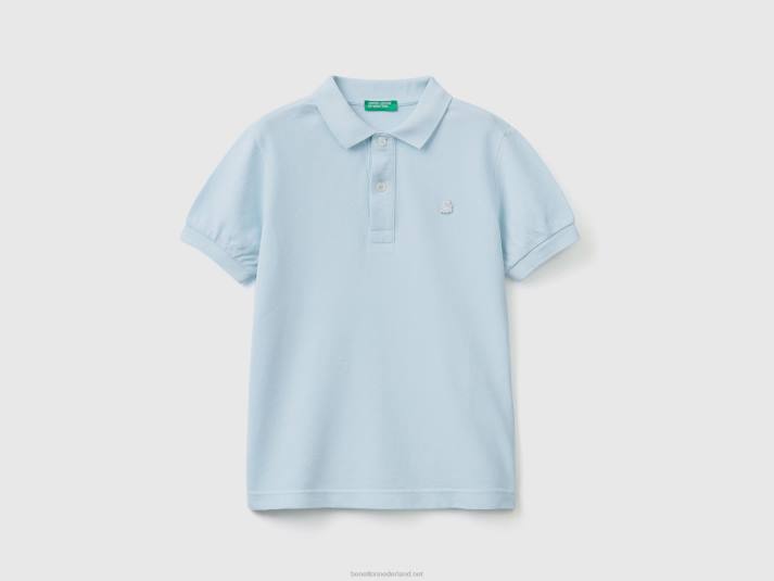 kinderen Benetton slim fit polo van 100% biologisch katoen hemelsblauw 4R624904