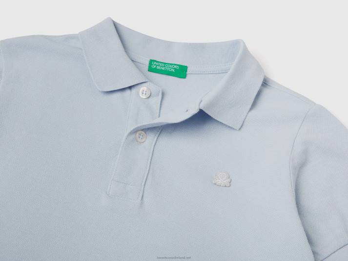 kinderen Benetton slim fit polo van 100% biologisch katoen hemelsblauw 4R624904