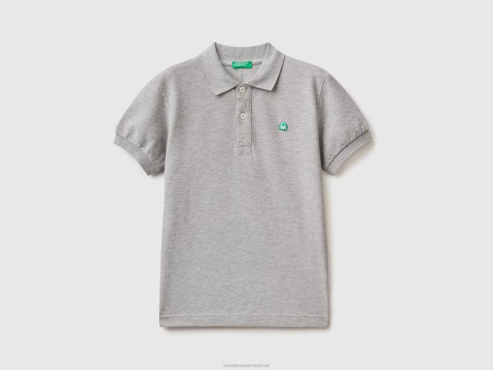 kinderen Benetton slim fit polo van 100% biologisch katoen lichtgrijs 4R621882