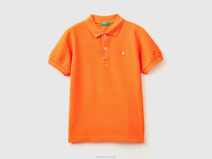 kinderen Benetton slim fit polo van 100% biologisch katoen oranje 4R621880