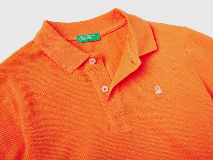 kinderen Benetton slim fit polo van 100% biologisch katoen oranje 4R621880
