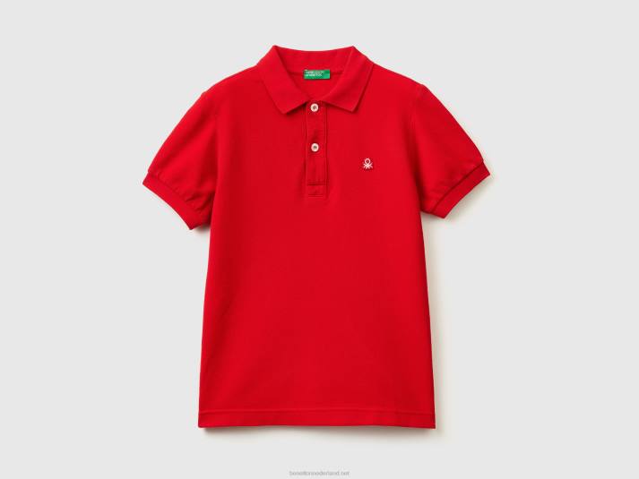 kinderen Benetton slim fit polo van 100% biologisch katoen rood 4R624896