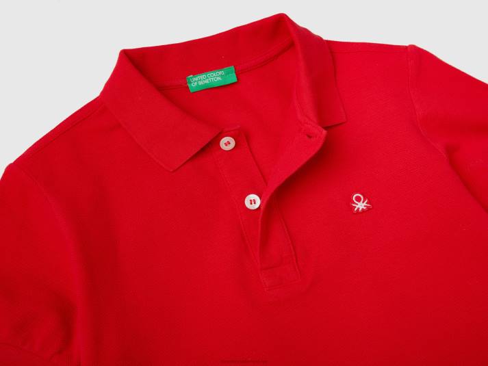 kinderen Benetton slim fit polo van 100% biologisch katoen rood 4R624896