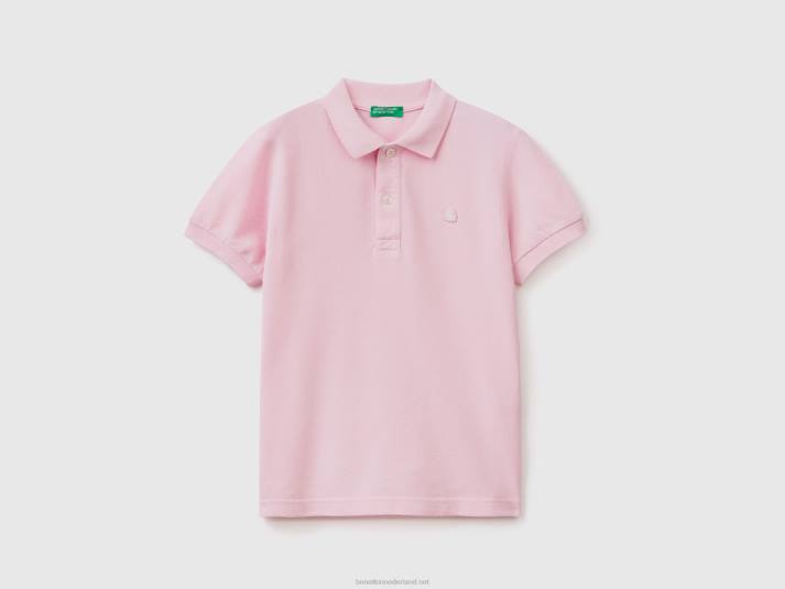 kinderen Benetton slim fit polo van 100% biologisch katoen roze 4R624891