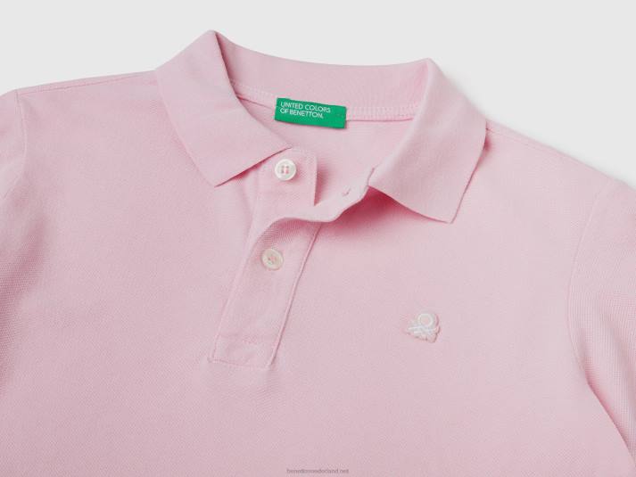 kinderen Benetton slim fit polo van 100% biologisch katoen roze 4R624891