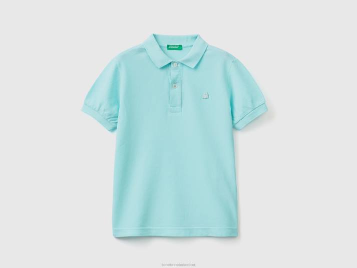 kinderen Benetton slim fit polo van 100% biologisch katoen turkoois 4R621885