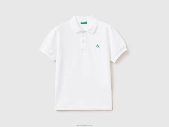 kinderen Benetton slim fit polo van 100% biologisch katoen wit 4R621895