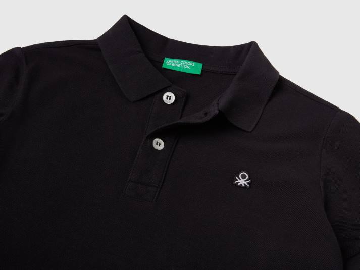 kinderen Benetton slim fit polo van 100% biologisch katoen zwart 4R624901