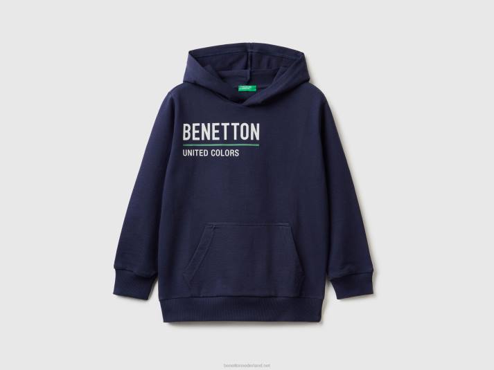 kinderen Benetton Hoodie van 100% katoen donkerblauw 4R624830
