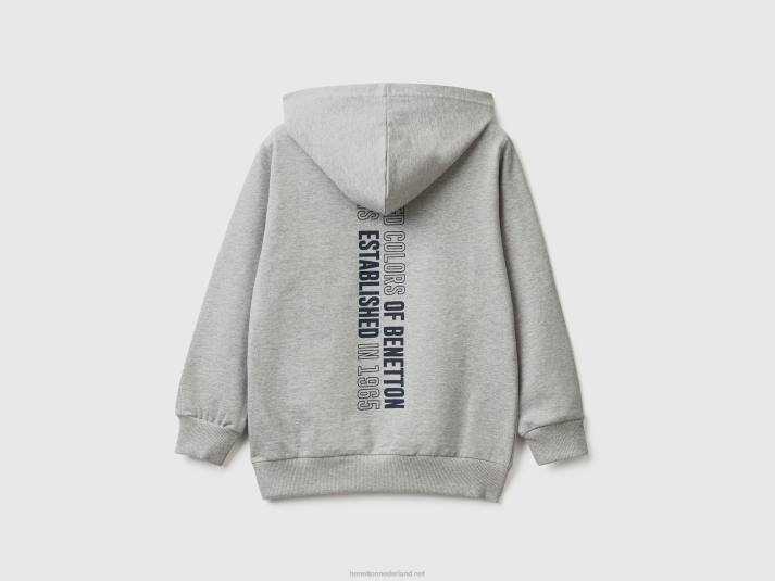kinderen Benetton Hoodie van 100% katoen lichtgrijs 4R624857