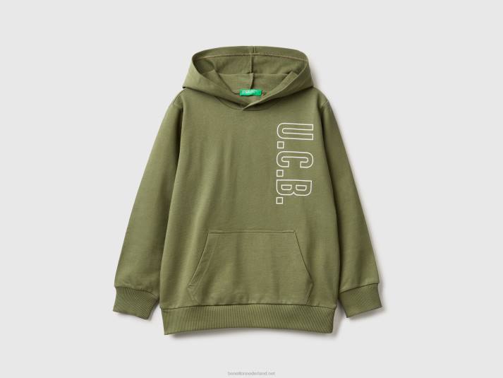 kinderen Benetton Hoodie van 100% katoen militair groen 4R621866