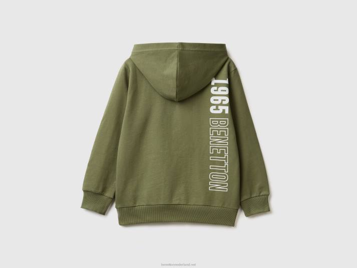 kinderen Benetton Hoodie van 100% katoen militair groen 4R621866