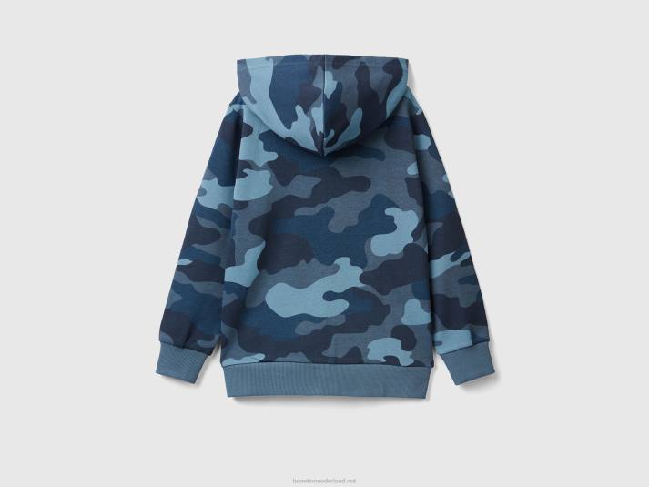 kinderen Benetton camouflage hoodie van 100% katoen lichtblauw 4R621853
