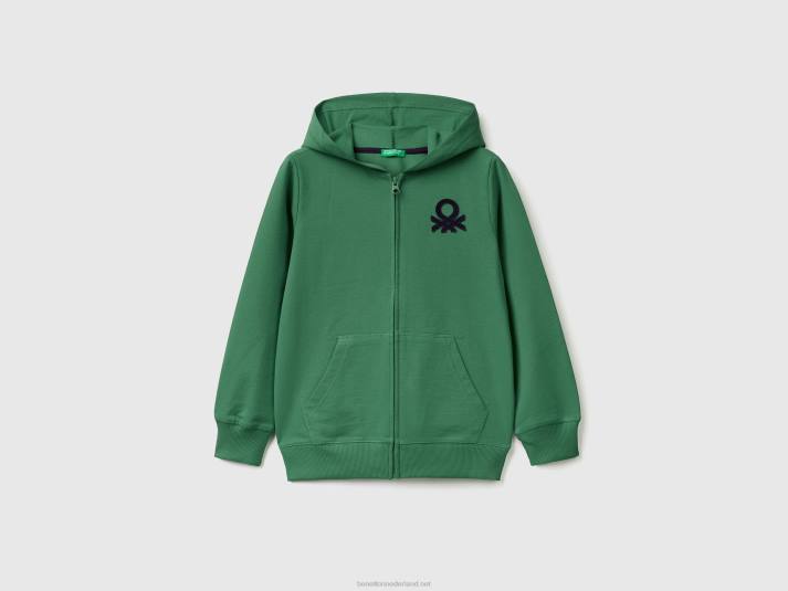 kinderen Benetton hoodie met ritssluiting donkergroen 4R624881