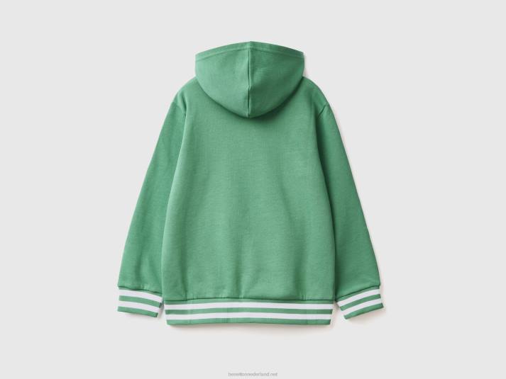 kinderen Benetton hoodie met ritssluiting en borduursel donkergroen 4R624875