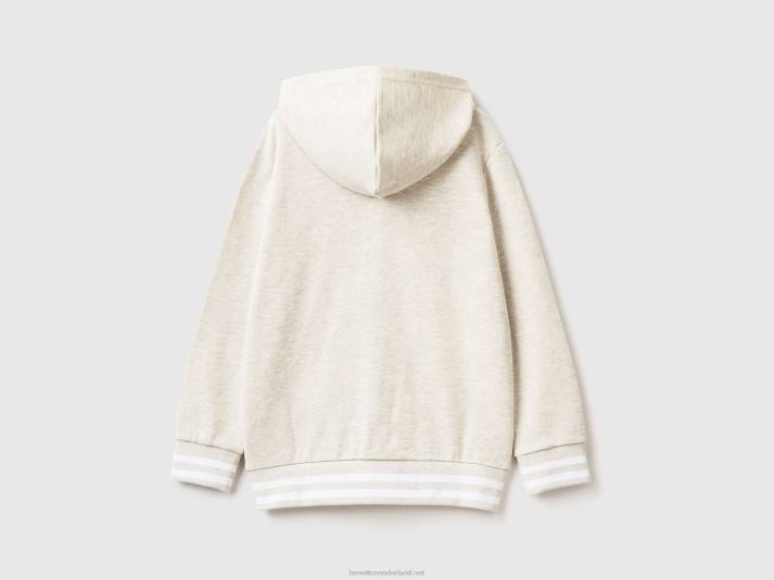 kinderen Benetton hoodie met ritssluiting en borduursel lichtgrijs 4R624870
