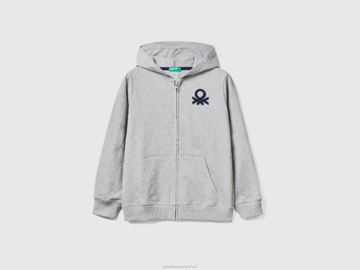 kinderen Benetton hoodie met ritssluiting lichtgrijs 4R624867