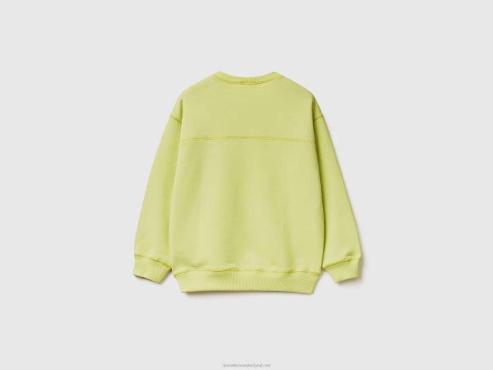 kinderen Benetton pullover van gerecyclede stof Neon Geel 4R624859