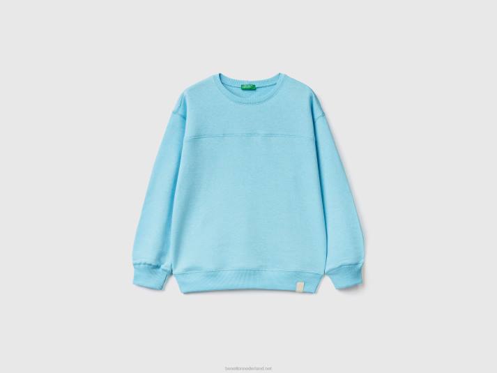 kinderen Benetton pullover van gerecyclede stof neon hemelsblauw 4R624840