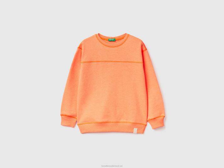 kinderen Benetton pullover van gerecyclede stof neon-oranje 4R624842