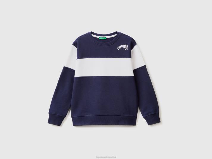 kinderen Benetton sweatshirt met colourblocking en print donkerblauw 4R621847