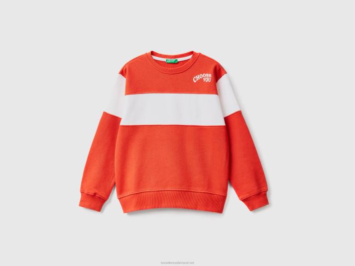 kinderen Benetton sweatshirt met colourblocking en print rood 4R624837