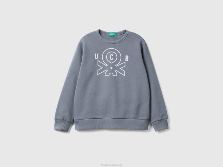 kinderen Benetton sweatshirt met logoprint donkergrijs 4R624869