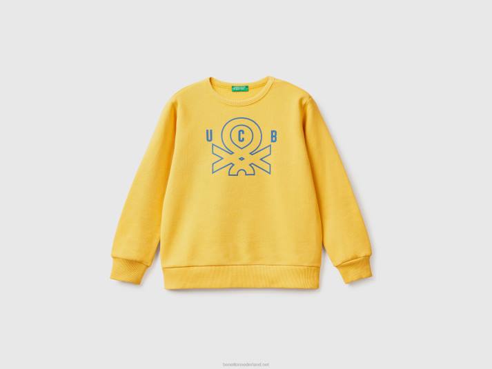 kinderen Benetton sweatshirt met logoprint geel 4R624838