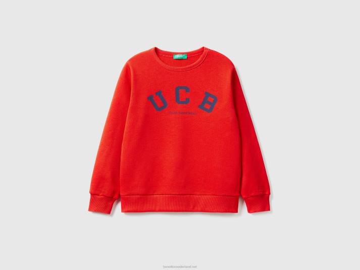 kinderen Benetton sweatshirt met logoprint rood 4R621854