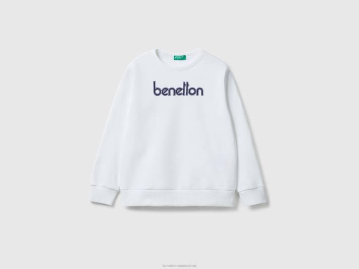 kinderen Benetton sweatshirt met logoprint wit 4R621856