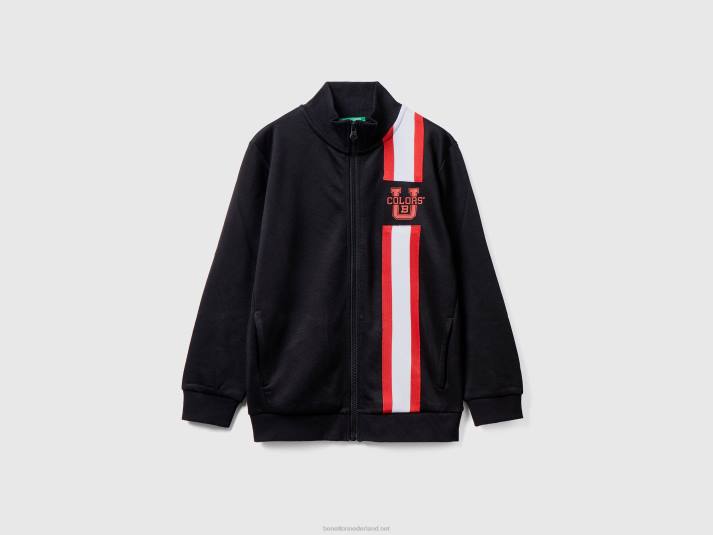 kinderen Benetton sweatshirt van technische stof met ritssluiting zwart 4R621811