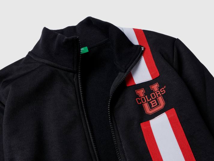 kinderen Benetton sweatshirt van technische stof met ritssluiting zwart 4R621811