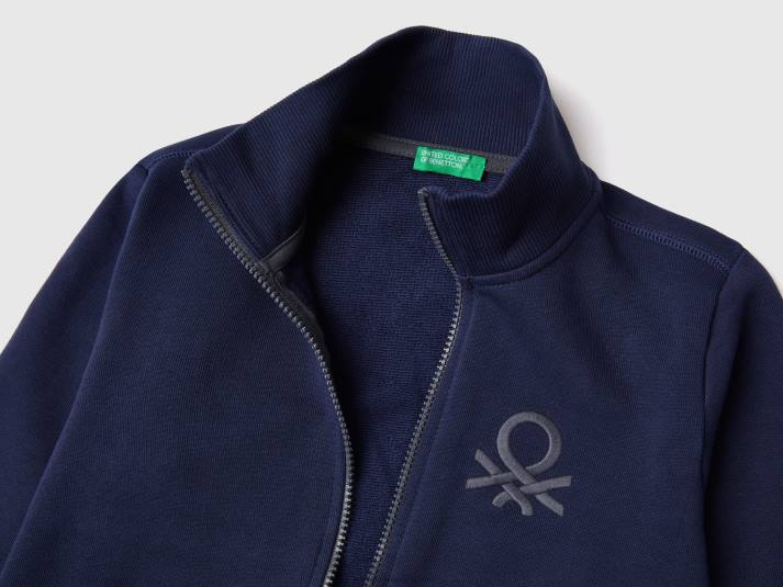 kinderen Benetton sweatshirt van zuiver katoen met ritssluiting donkerblauw 4R621869