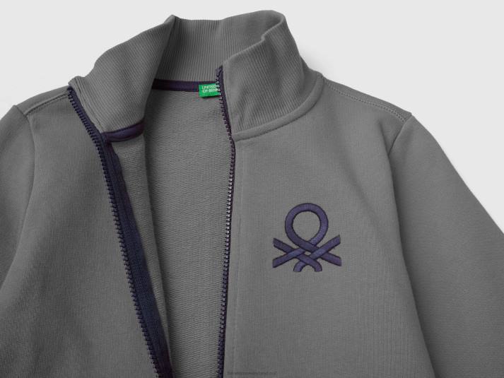 kinderen Benetton sweatshirt van zuiver katoen met ritssluiting donkergrijs 4R621808
