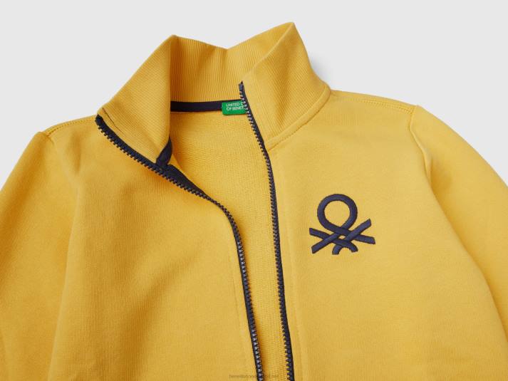 kinderen Benetton sweatshirt van zuiver katoen met ritssluiting geel 4R624855