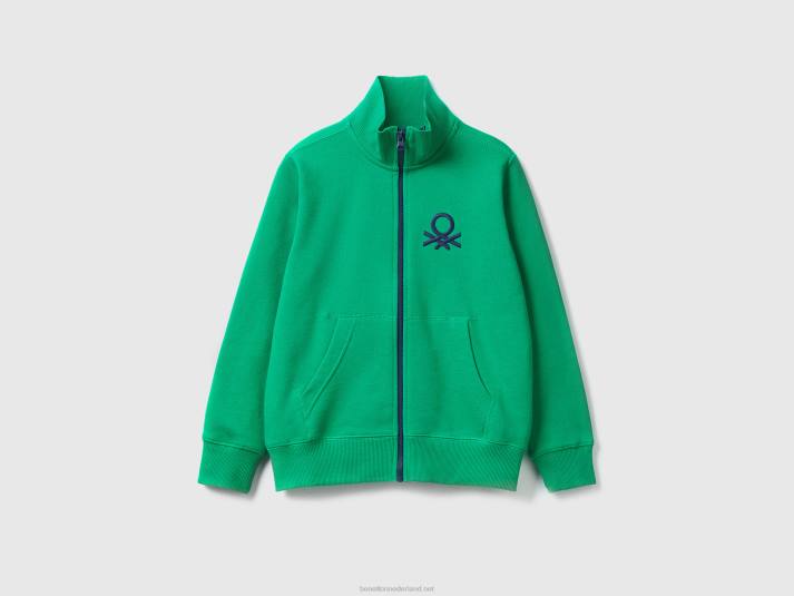 kinderen Benetton sweatshirt van zuiver katoen met ritssluiting groente 4R621871